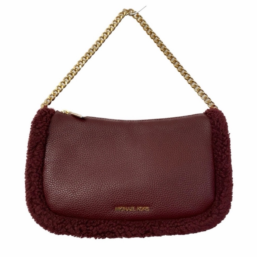 Michael Kors Carmela Wine Red burgundy Shoulder Bag with Gold Chain